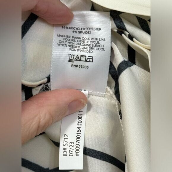 NWT Express Boyfriend Portofino Button Down Off White Black Sheet Shirt Sz XS - Picture 7 of 9